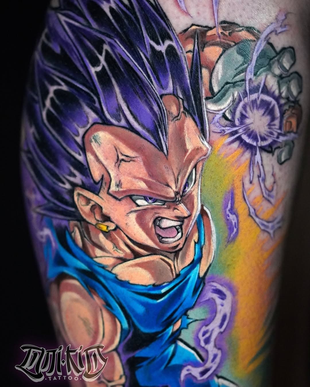 Just finished this fierce Vegeta tattoo for a client—Saiyan pride at its finest! 😂🔥 #vegetatattoo #vegetaultraego #saiyanpride #dragonballz #animeink #DBZ #tattooartist #animelover