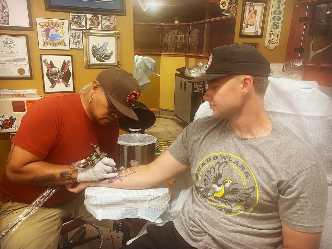 Tattoo time! His very first one.