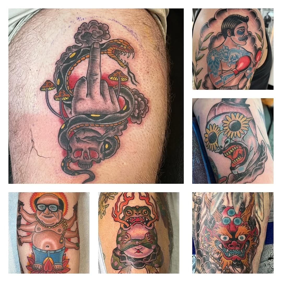 @rayray_pts has openings left for July and August. Dm email or call the shop to set something up. Traditional American and Japanese inspired, horror, music, pop culture , tribal and black and grey. plenty of ready to tattoo designs. Punkturetattoostudio@gmail.com 
919-803-7198