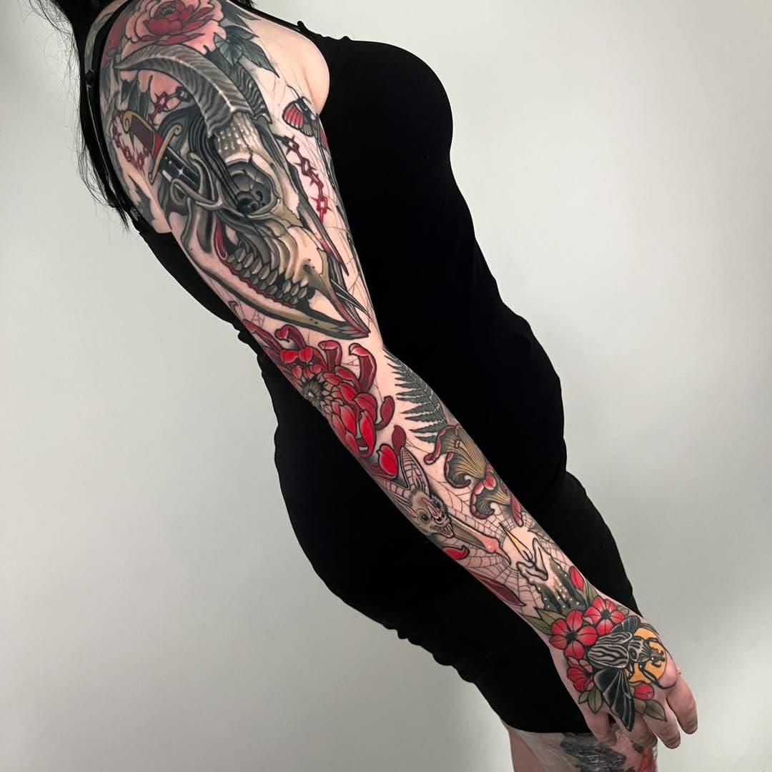 Healed sleeve I’ve pieced together over the year, thanks Cheyenne!! Love doing this kind of stuff 🖤