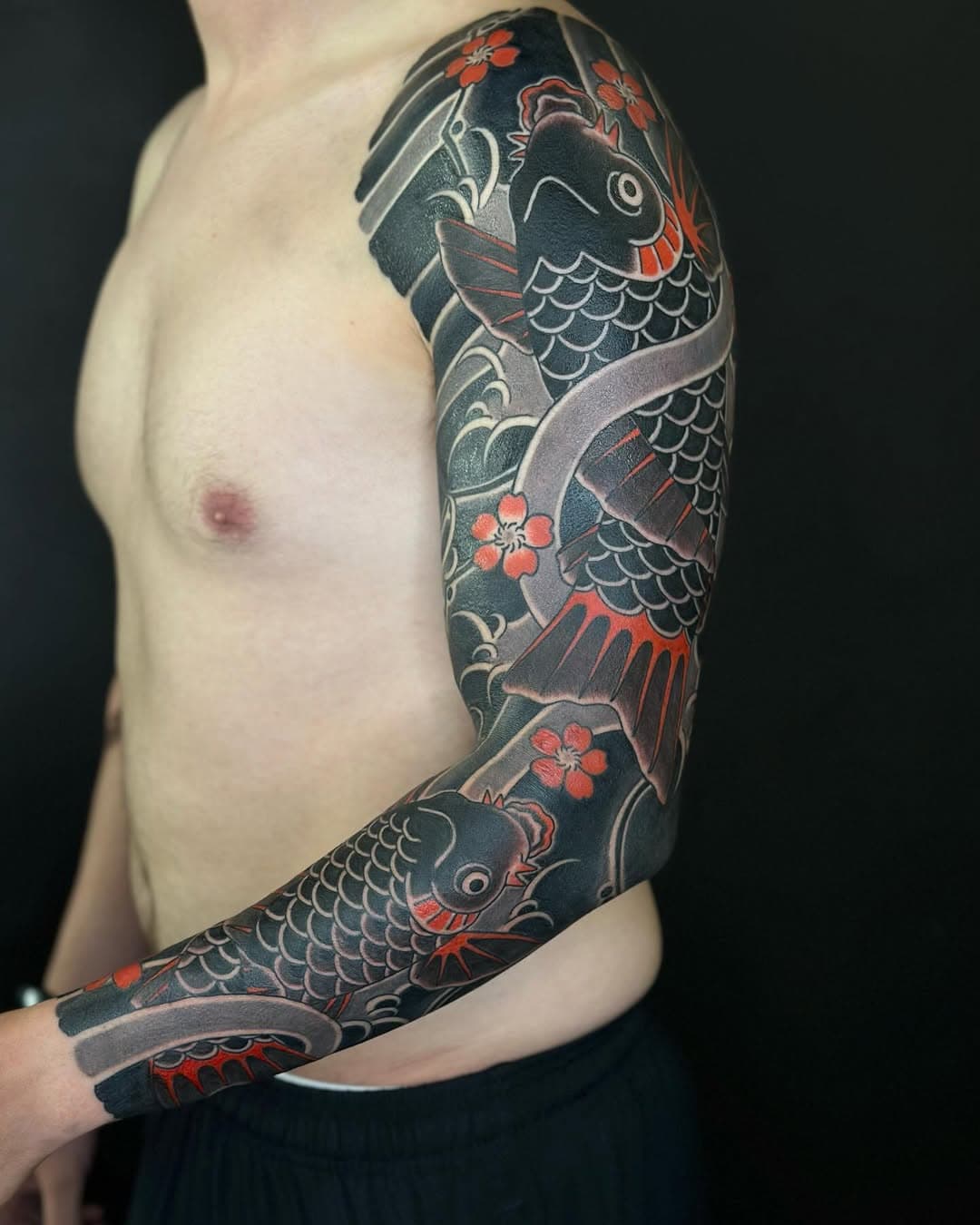 We finished up Marcus’ first tattoo. Over the course of four sessions, this koi to sakura nagasode was drawn on in a couple hours, and tattooed in about 11 hours total. I’m excited to do the other arm next. Made at @mercyslc. Please email or dm me for inquiries. Thanks!
________________________________ #knowmercy #slc #slctattoo #slctattooartist #saltlakecity #saltlakecityutah #saltlakecitytattoo #realtattoos #japanesecollective #japanesetattoo  #japanesesleeve #japanesebodysuit #reclaimthedots #horimono #wabisabi #irezumi #irezumicollective #brainked #tattoolife #tattooartistmagazine  #paperworkers #tattoo #tattooartist #tattoos #tattooer #tattoosleeve #ink #loveclassictattoos #tattooed #tattoosofinstagram