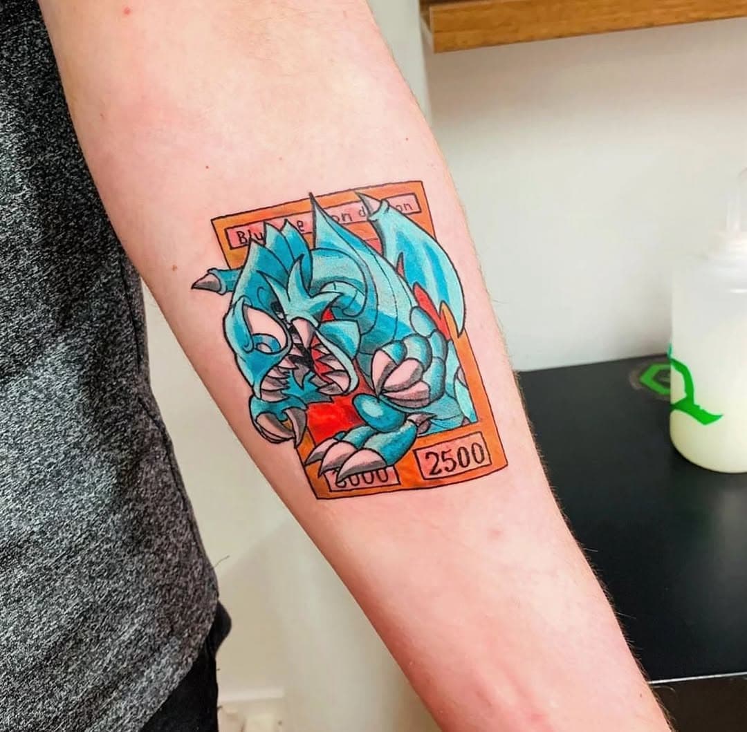 By @daylefoggart #yugioh #animetattoo #blueeyeswhitedragon #ormskirktattoo #liverpooltattoo