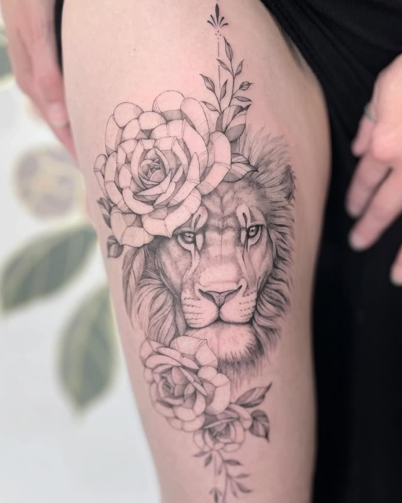 All the beautiful lions this week, loved creating this one for the lovely @carla_mouse #liontattoo #finelinetattoo #prettytattoo #girlytattoo #femininetattoo #lymingtontattoo #newforesttattoo #southamptontattoo #southamptontattooartist #southamptontattoostudio #bournemouthtattoo #bournemouthtattoostudio #bournemouthtattooartist