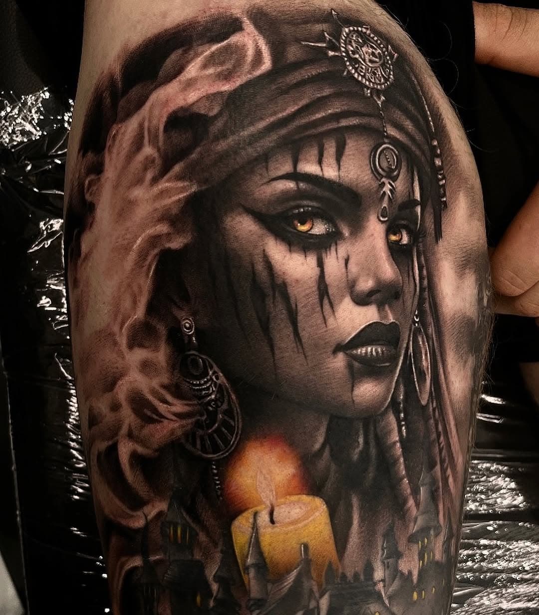 Portrait I did today on Michaels leg sleeve I started back in 2018 
Twisted Castle below is healed from a few years back. 

Sponsored by @yayofamilia 

#horrortattoos #blackandgreytattoos #colourtattoos #tattooartist #inked #uktattooartist #cooltattoos #artist #portrait #tattooed #tattoooftheday #legtattoos