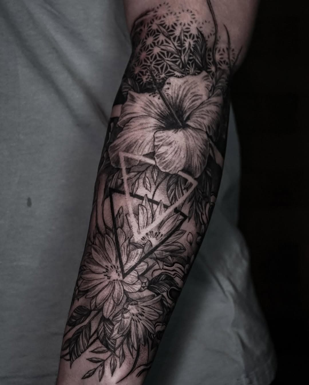 Flowers of her outside forearm. Healed for a while