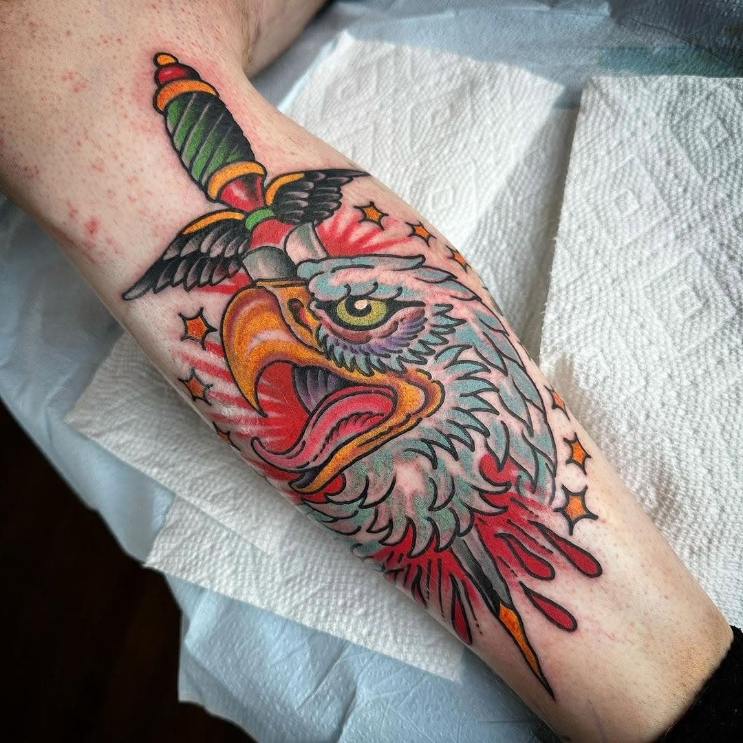 Eagle tattoo by @easy_tiger at @forevervalentinetattoo in Philadelphia, Pennsylvania