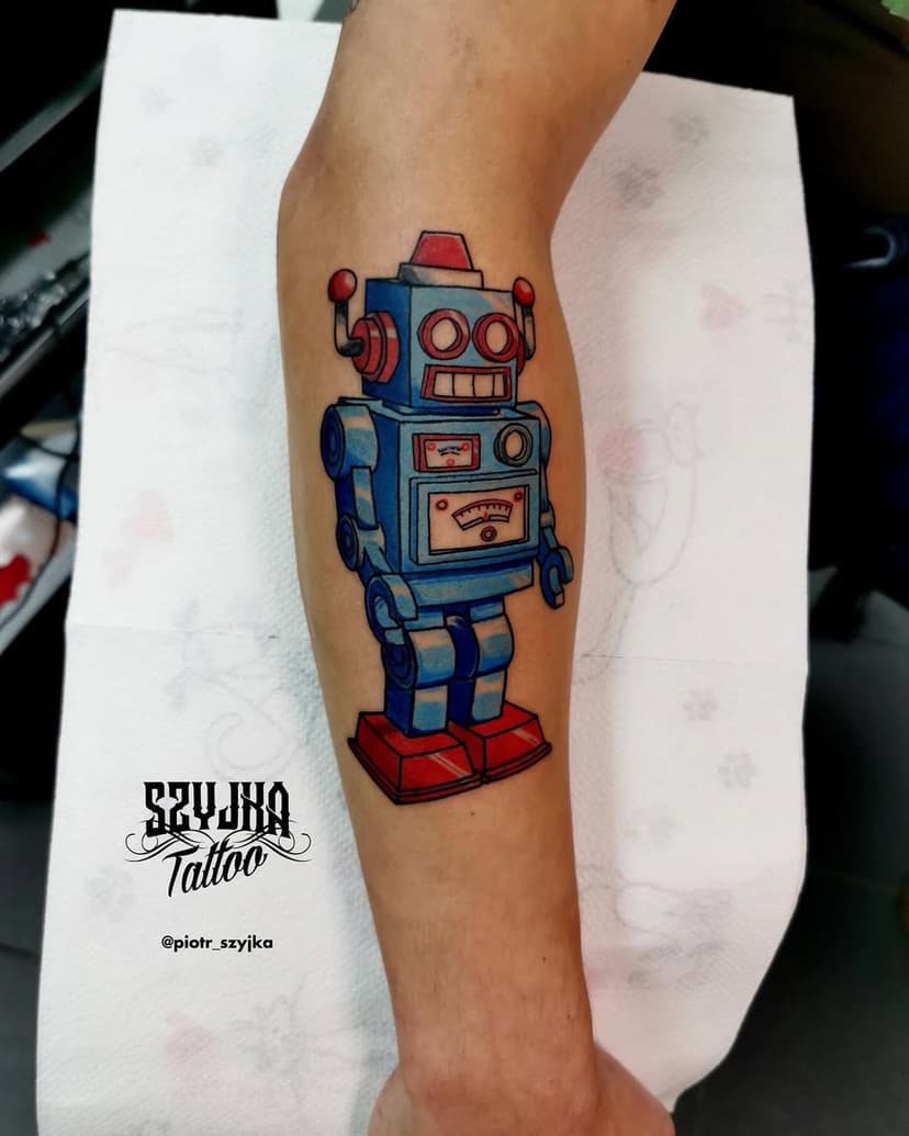 Zapraszamy do zapisów na Październik 🦾🤖 Sochaczew /Warszawa .#sochaczew #tattoo #tatuaż #robot #colorful 
@owczar5 @sandrus0624 @kwadron @l_l.kasia.l_l