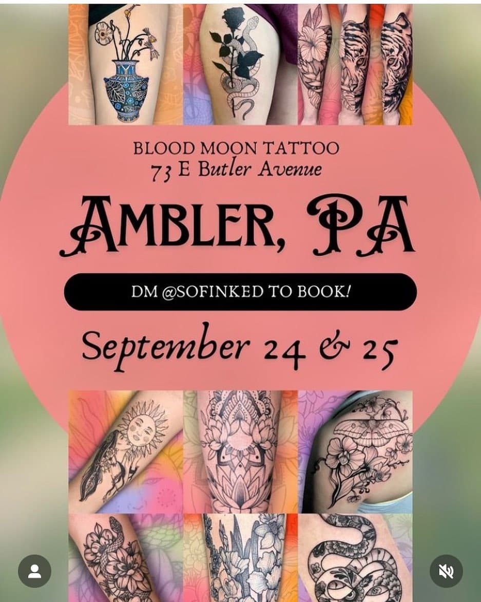 We’re excited to have @sofinked at the shop September 24th and 25th! DM to book!