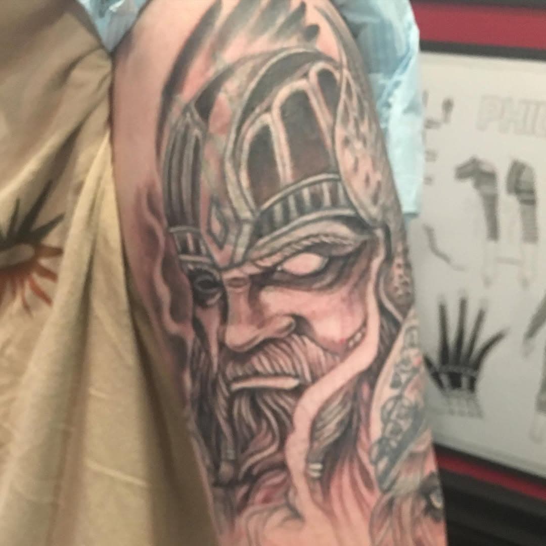 Work in progress. Viking theme sleeve with some coverup work.. Thanks Alex!