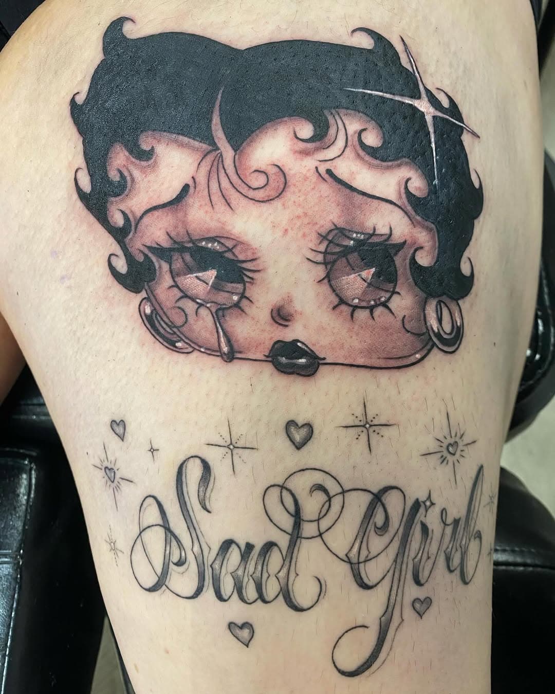 Mintconditiontattoo #bettybootattoo#tattoo fun tattoo on a sad girl