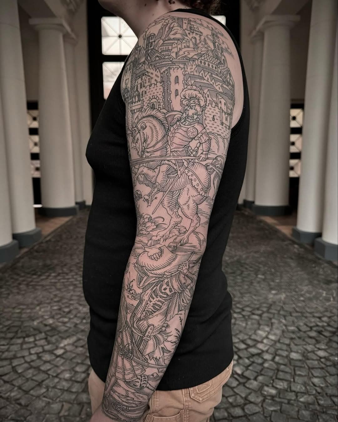 Sleeve for Cameron made in 4 days in a row. Thank you bro travelling from US and choosing me to do your first tattoo. 
.
Made at @zaraza_tattoo. Swipe left to see more details. 
.
Made with @hybridtattoomachine @blackclaw @pantheraink @criticaltattoosupply 
.

#engravingtattoo #woodcuttattoo #etchingtattoo #linework #lineworktattoo #zarazaworkshop #zarazatattooshop #blackwork #blackink #blacktattooart #blackworksubmission #blackworks #blackworkers #blacktattoo #warsaw #warsawtattoo #ivanzagusta #polandtattooartist #polandtattoos #tttism #undergroundartist #thedarkestwork