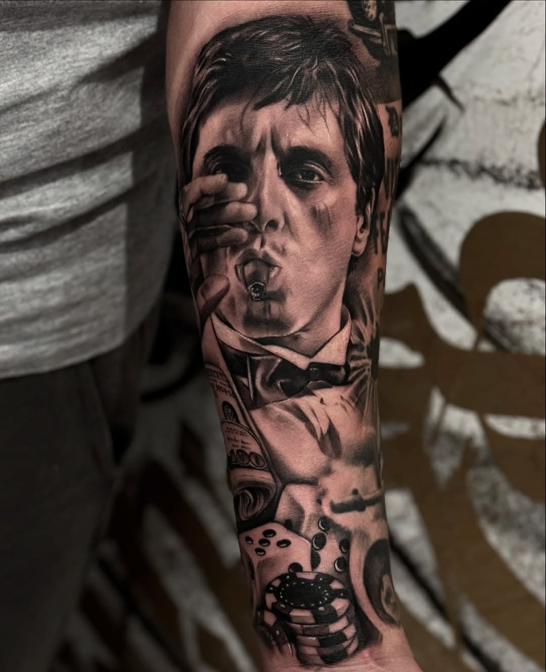 🩸 SCARFACE 🩸

Loved doing this piece today for abit of Sunday service done on @mroseman69 sleeve 🖤

Sponsored by @yayofamilia 

#scarface #tonymontana #theworldisyours #movietattoos #portrait #tattooartist #blackandgreytattoo #tattoooftheday #inked #tattoosleeve #mafia #gangster #artwork #tattooart #chicano #tattooartist #inkedguys #fyp