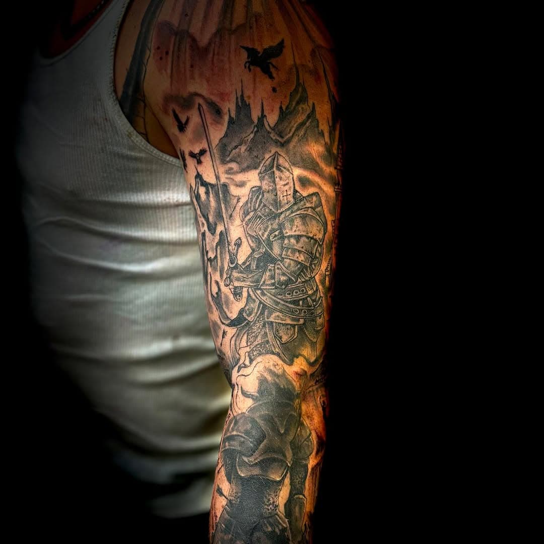 Happy October 🦇🏰.. (Full Arm Sleeve) 
artist: INKI.🌟
-
#explore#explorepage#viralvideos#happyoctober🍁
#dmvtattooartist#inkiadore#post#artgallery#tattooartist