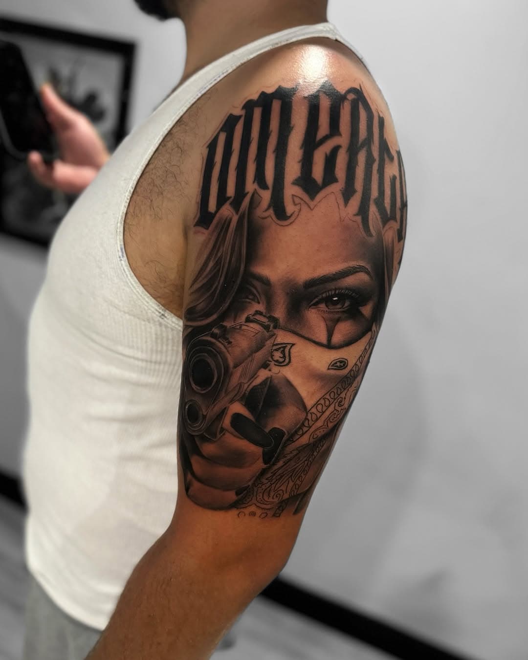 Fun custom piece on the homie 🙏🏽, 
.
.
#tattoos #blackandgreytattoo #torontotattoo #omerta #omertà #bnginksociety #bngtattoo #bishoprotary