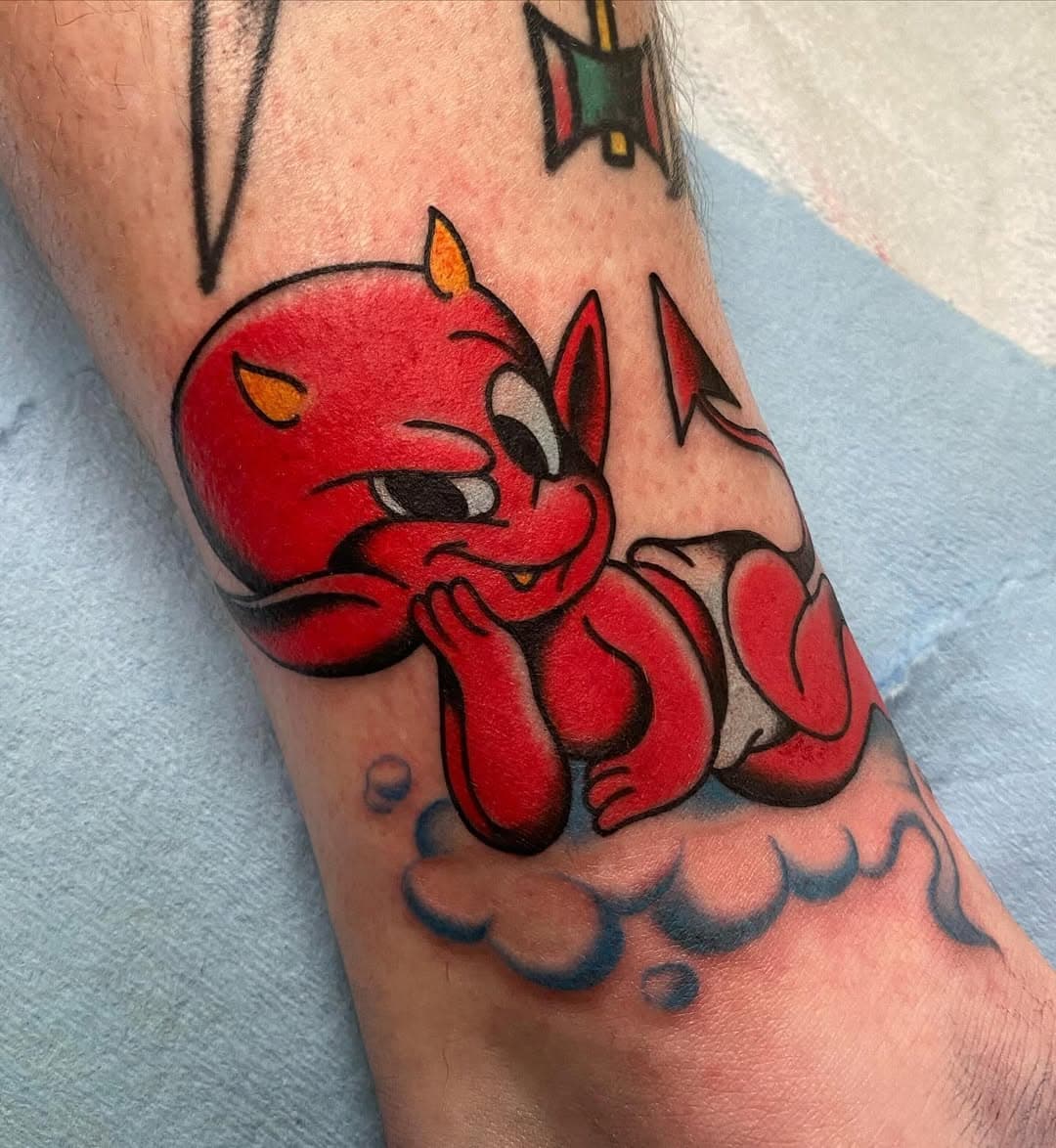 Fun one for @bryanneufs and my first Hot Stuff - gonna miss ya bud! #hotstuff #hotstufftattoo #yqrtattoo #yqrink #tattoo #hottattoosforhotguys