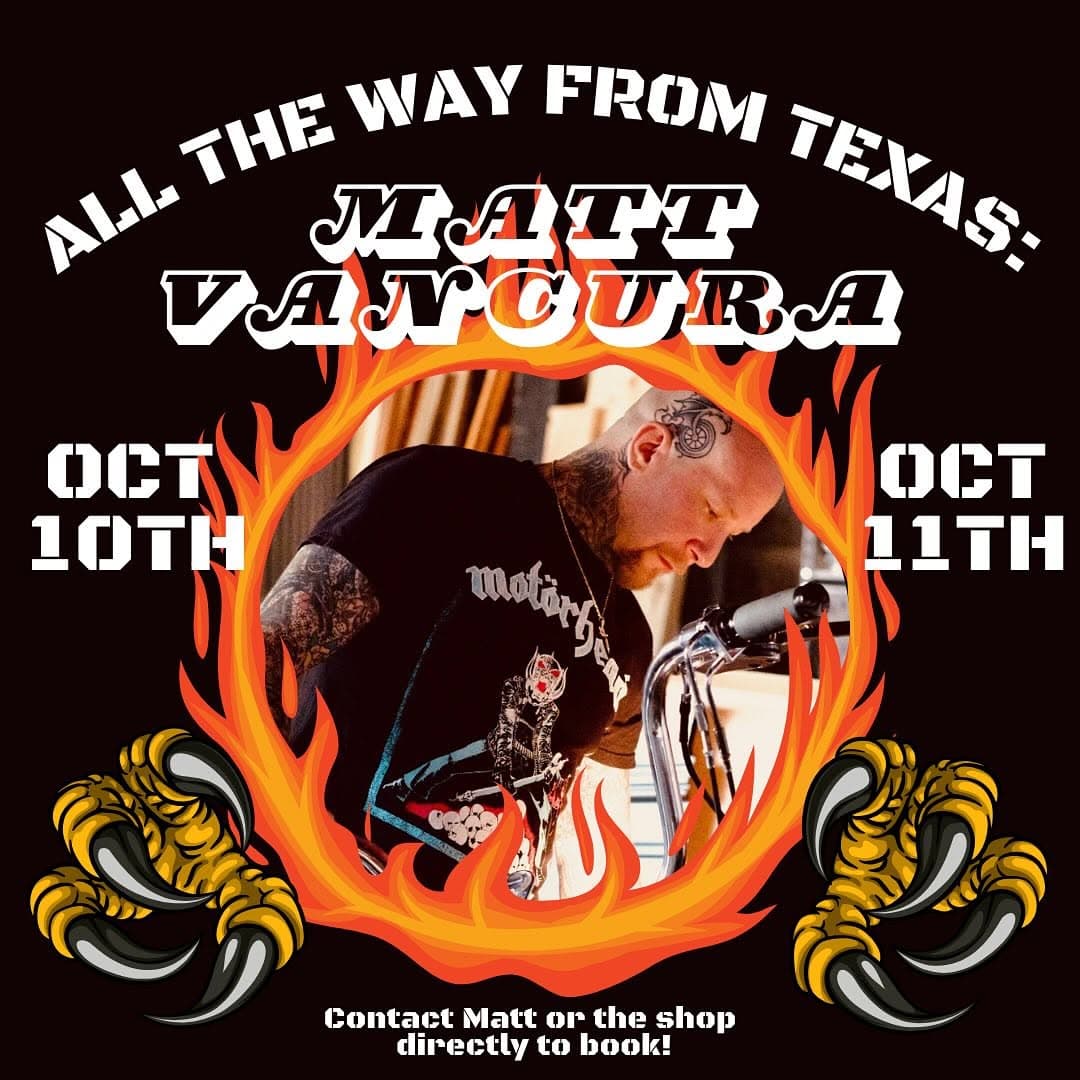 @mattvancura will be here this week! Don’t miss an opportunity to get tattooed by this absolute ripper!!!!