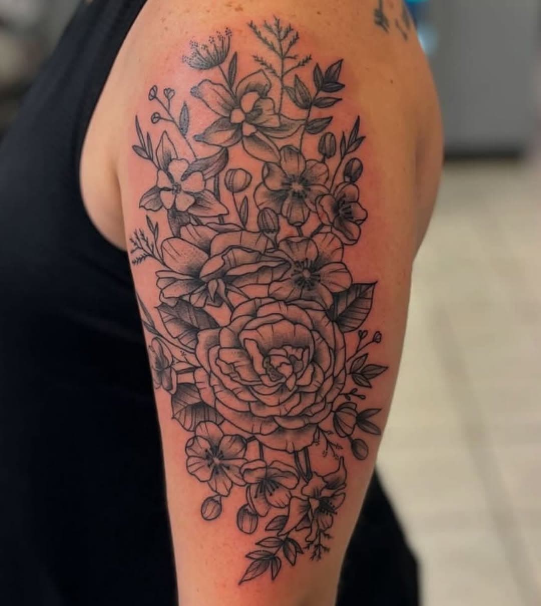 We love this floral piece done by @tattoosbymarceau! 
.
.
.
#tulsa #tulsaoklahoma #oklahoma #floral #flowers