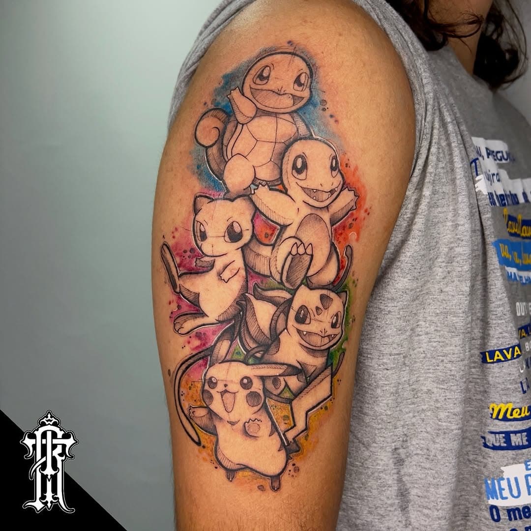 Se liga nessa tattoo irada feita pela Dani Tavares, que é a nossa rainha do colorido ✨Vc faria uma tattoo de algum Pokémon? Qual?