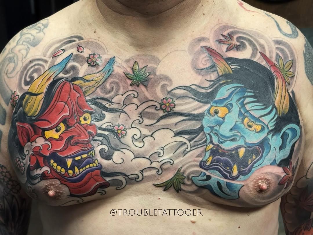 Chest plate made by @troubletattooer 🙌

#chosenarttattoo #troubletattooer #tattoo  #tattooart #glendaletattoos #glendaleaz #aztattoos #japanesetattoo #bodyart #tattooed