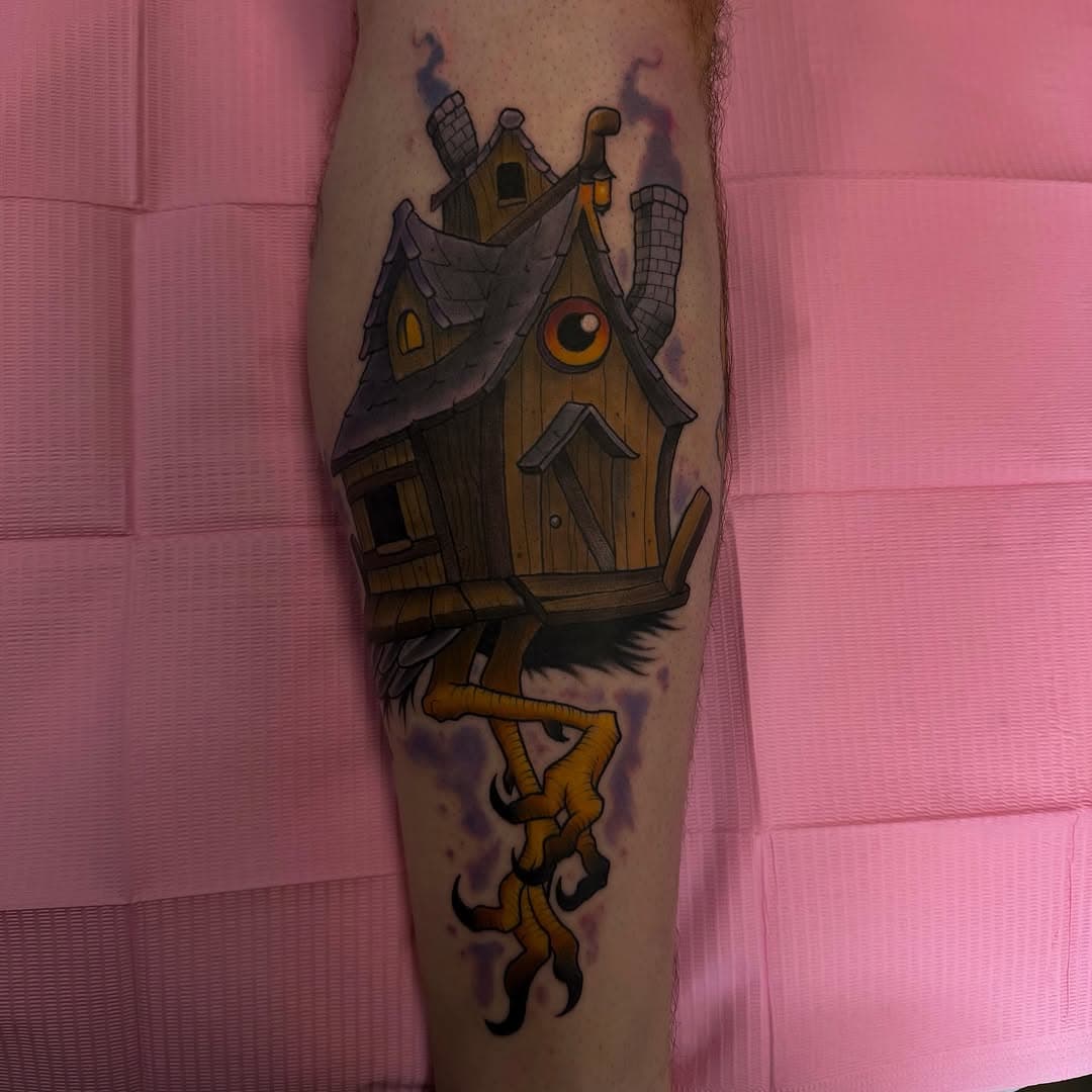 Spooky season is upon us! Thanks again Matt for always letting me do my thang!! 🖤☠️ Baba Yaga House! I promise I’m not ignoring anyone btw, just been swamped while I’m still getting the new scheduling figured out! More emails going out tonight. Don’t forget you can always swing by the shop ☺️

#tattoo #tattoos #waco #wacotattoo #wacotattoos #babayaga #halloween #wacotx #wacotexas #knowwaco #austintattoo #dallastattoo #neotraditional