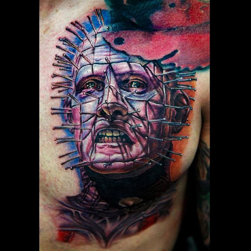 We have such sights to show you. As always done with @fusion_ink and @inkmachines thanks for looking. #pinhead #hellraiser #horror #classic #movie #clivebarker #horrormovies #cecilporter #color #realism #portrait #tattoo #portraittattoo #tattoos #tattooed #ink #inked #realismtattoo #realistictattoo