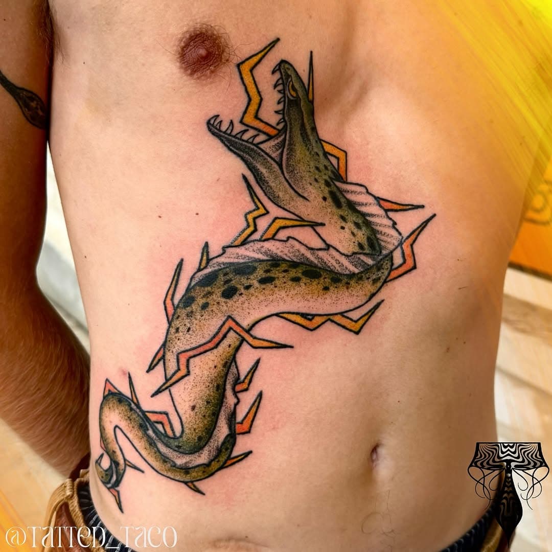🐍⚡️🌊
•
Booking in New Braunfels, Texas 
•
Artist: @tatted_taco 
Studio: @tatted_dream 

Made using:
@bishoprotary 
@pantheraink 
@hustlebutterdeluxe 
@kwadron 
@recoveryaftercare 
@mdwipeoutz 
•
•
•
#tattoo #Texastattooartist #GeometricTattoo #ColorTattoo #Neotraditional #geometrica #art #NewBraunfels #SanMarcos #Texas #Sanantonio #floridatattoo #delraybeach #Schertz #kyle #texas #Austin #Sanantonio #GeoTattoo #ink #blackandgreytattoo #realistictattoo #tattedtaco #backtattoo #traditionaltattoo