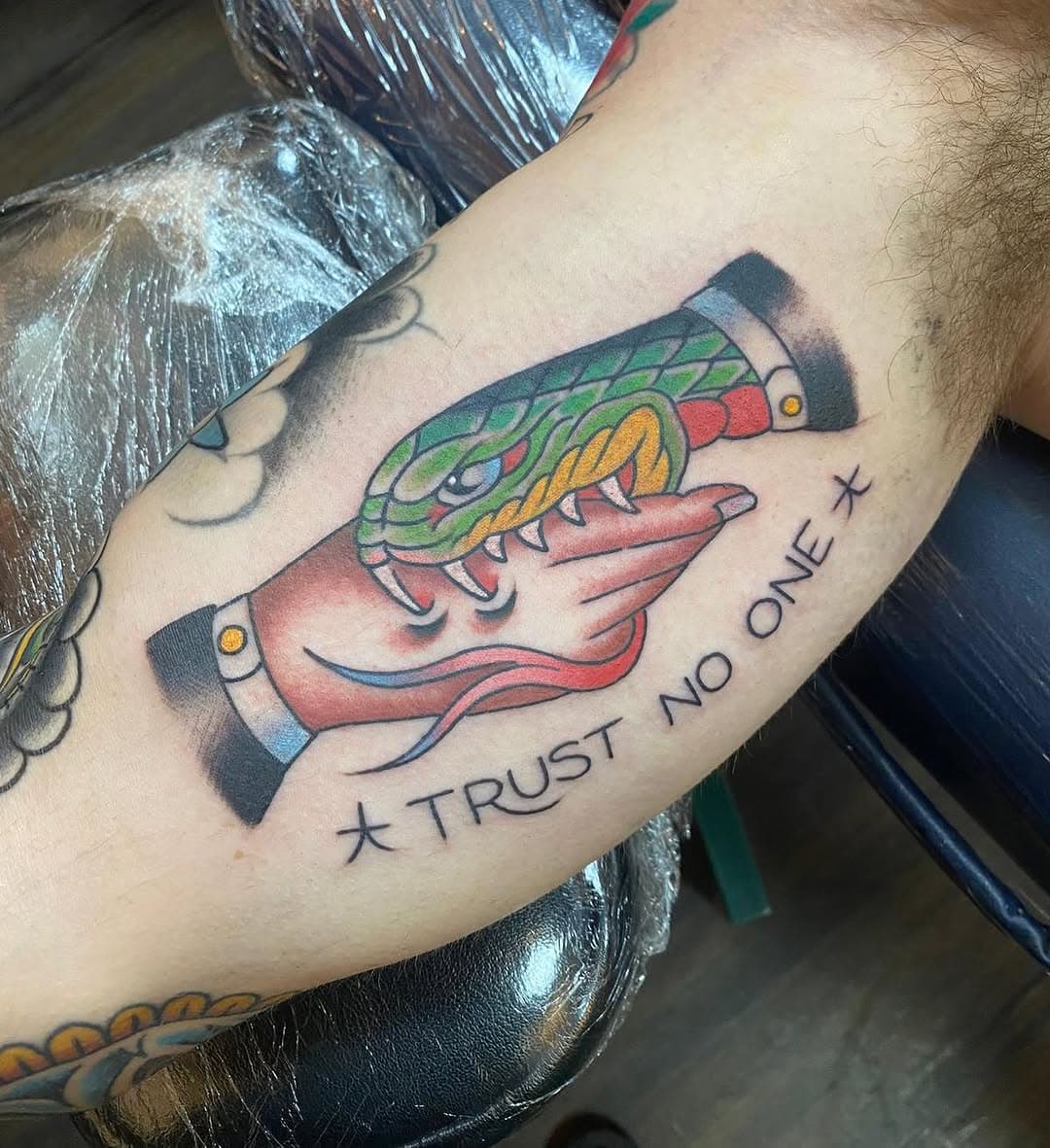 Trust no one, but you can trust us for your next tattoo!
Made by @dickie_williams 
DM @casadiablotattoo your idea

🔥Casa Diablo Tattoo🔥

📍 Portsmouth, U.K.

🔹 Specializing in Japanese, Traditional and Black & Grey tattoos.
🔹 Custom tattoo designs upon request.
🔹 Over 50 years of combined experience.
🔹 Piercing and laser tattoo removal services.
🔹 Open 7 days a week from 11am to 7pm.
🔹 Walk-ins welcome or DM to book.

#CasaDiabloTattoo #PortsmouthTattoo #JapaneseTattoo #TraditionalTattoo #BlackAndGreyTattoo #TattooShop #Tattoo #Piercingportsmouth #LaserTattooRemoval #CustomTattoos