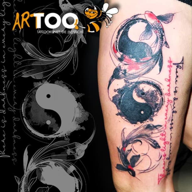 Ink & Watercolor, 
gestochen von Gina, 
entworfen von Dani
#arttoo #arttoostudio #tattoo #tattoostudio #tattoofürth #fürthtattoo #watercolor #watercolortattoo #aquarell #aquarelltattoo #ink #inktattoo #japanese #koi #koitattoo #yinyang #lettering #letteringtattoo #tättowiererin #femaletattooartist