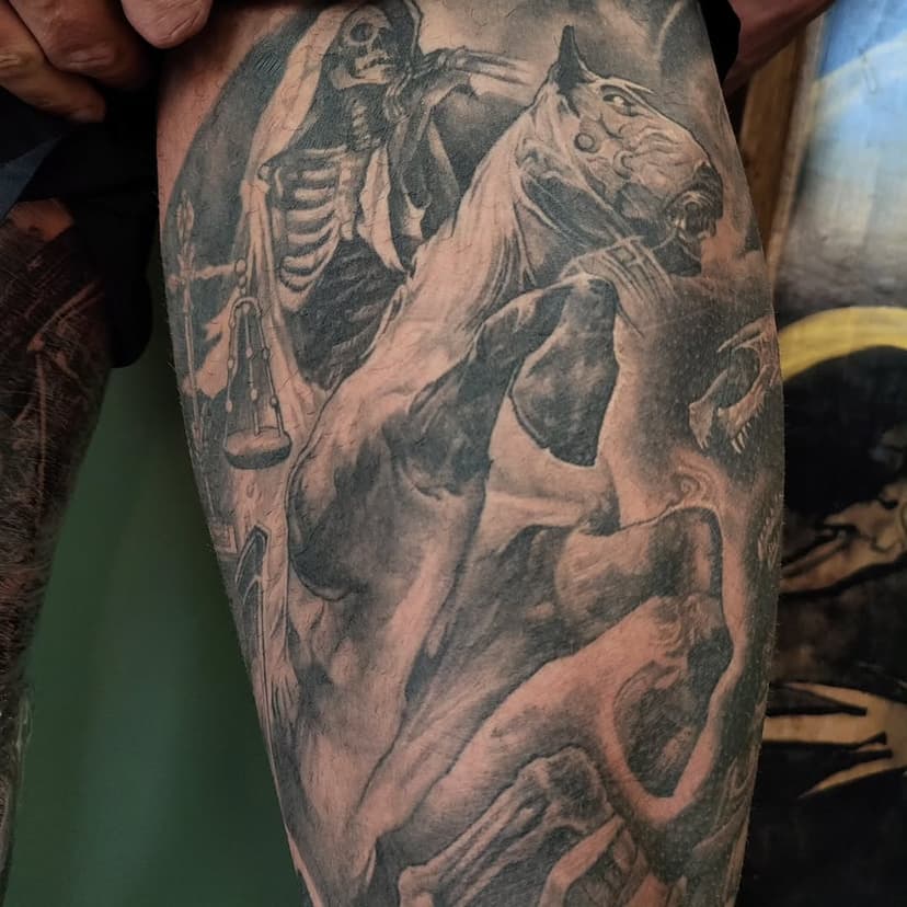 One of the horsemen. #blackandgrey #death #fourhorsemen #tattoo #melbournetattoo