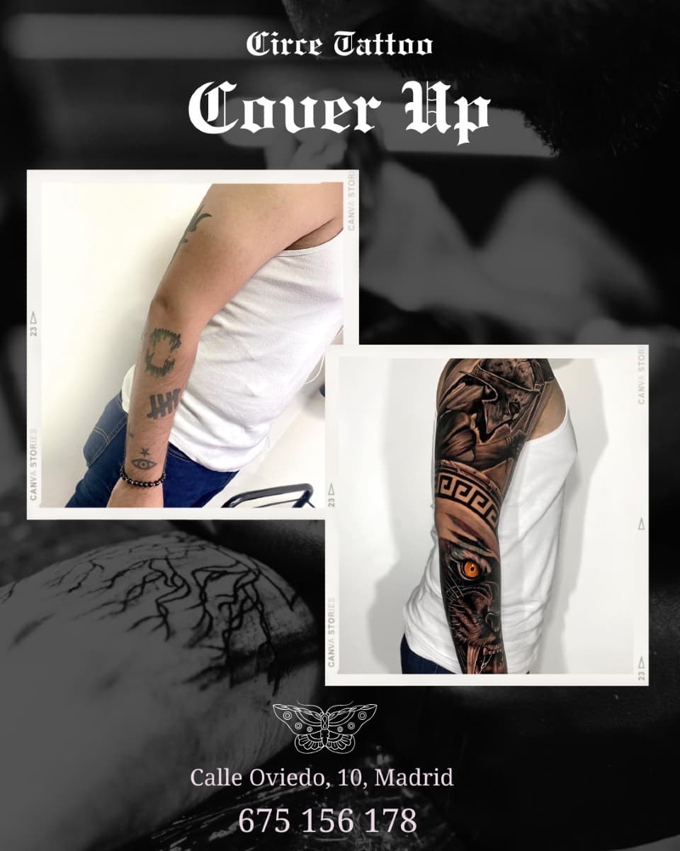 En Circe Tattoo le dimos una nueva vida a este tatuaje 💥 Con nuestro último cover-up, desapareció por completo el diseño anterior, dejando una pieza espectacular. 
 En Circe no hay nada que no podamos arreglar; ven y descubre nuestros increíbles covers. 🔥
#coverup  #tattoo