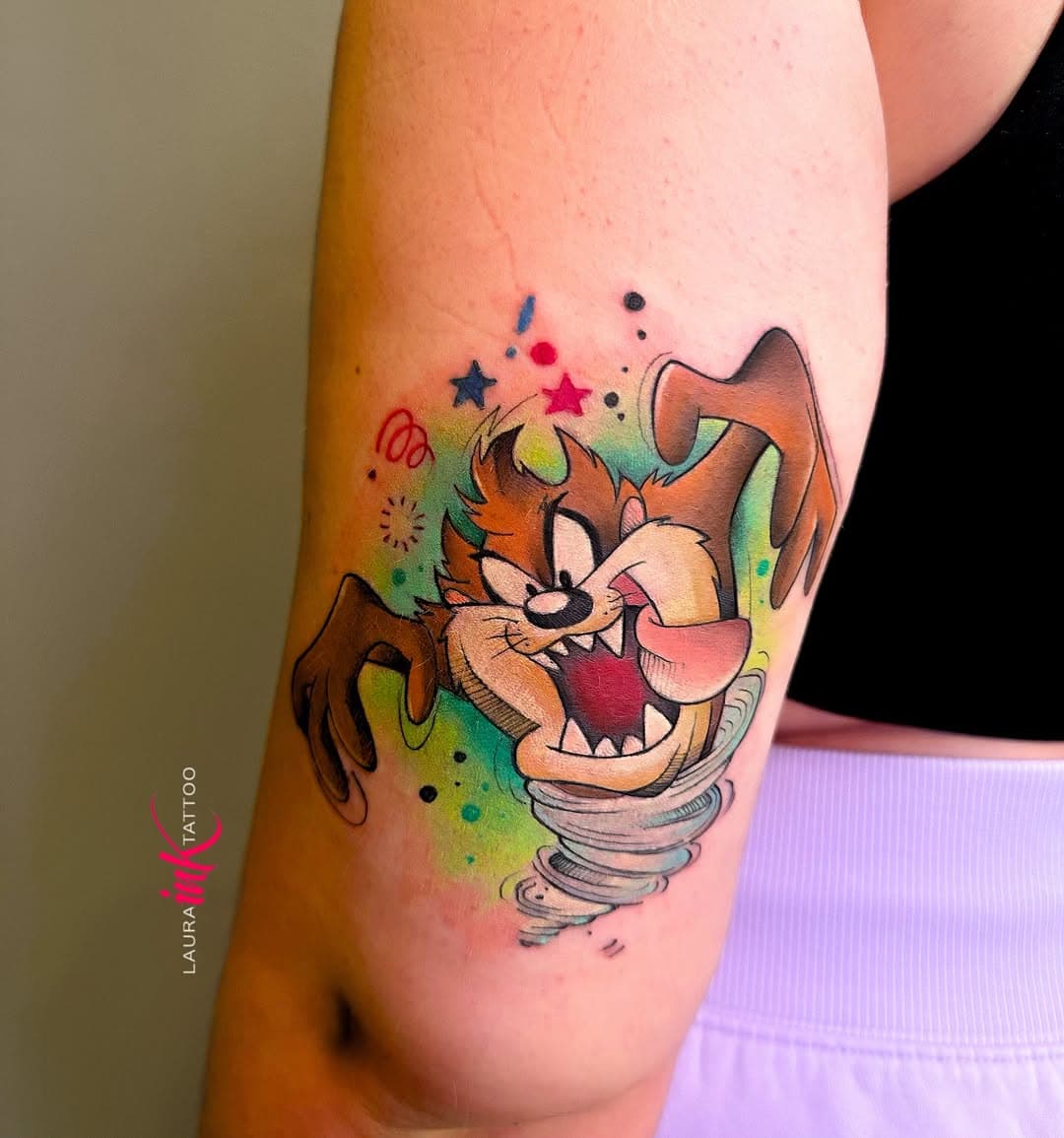 #tattoos #tattooed #tat #tattooing #tattoolife #tattooink #ink #inked #tatuagem #tattooist #cartoon #cartoontattoo #taz #color #colorful #love #style #followforfollowback #instagood #work