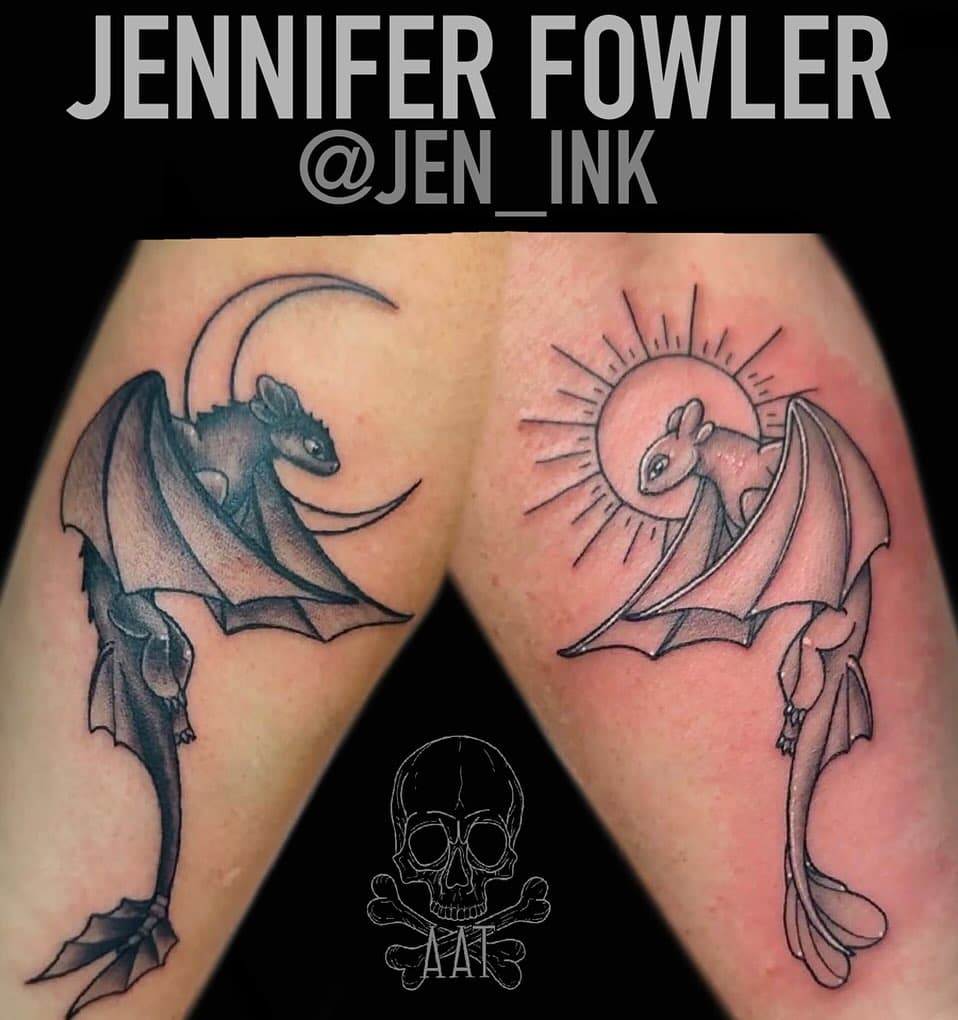 .
Check out these tattoos that Jennifer got to do for two friends that love them some dragons!
Friends that get tattooed together, stay together 💪🏽
Thanks for looking 🐉
.
If you’d like to get tattooed by Jennifer, please be aware that she does have a waiting list of 6-9 months out for new clients. DM her @jen_ink to get the process started for your next tattoo idea!
.
Come stop by 3656 Reynolda Rd, WS, NC, 27106 for your next tattoo with @jen_ink 
.
.
.
#dragon #dragontattoo #friendtattoos #winstonsalemtattoos #winstonsalem #myws #ncws #downtownws #nctriad #walkertown #kernersville #clemmons #lewisville #yadkinville #tobaccoville #pfafftown #ruralhall #king #artattacktattoo