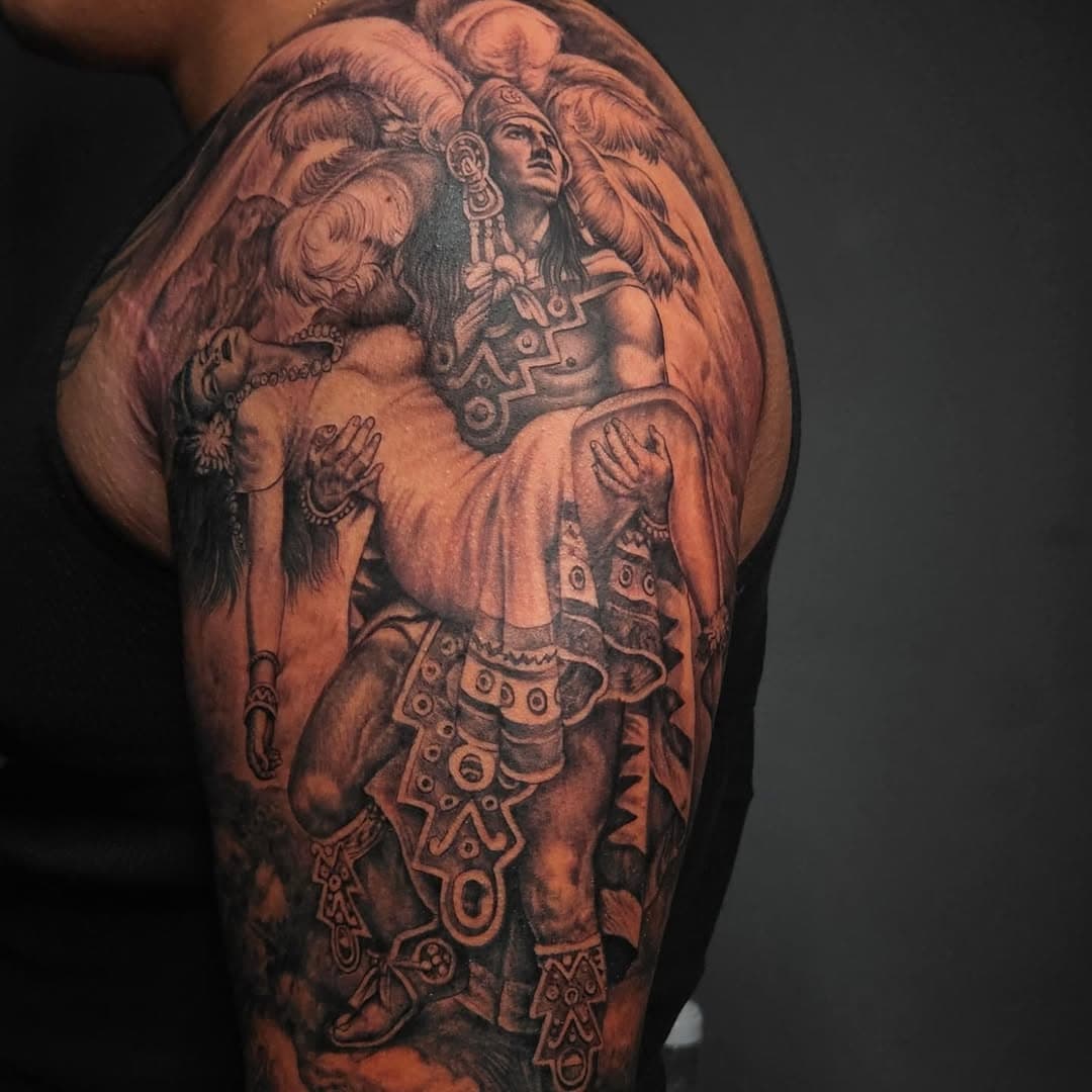 ‼️SLEEVE IN PROCESS ‼️

Thank you @eldriiichhhh
Por la confianza nos vemos pronto 🤜🤛🙌🙏

Tattoo done at
@fatkatstattooacnj 

Atlantic city nj 

To book your appointment send me a DM 

#blackandgray #tattoos #aztec #warrior #cultura #azteca
#mexica #art #realistictattoo #mexicanstyle_tattoos #nopainnogain #appointments #available