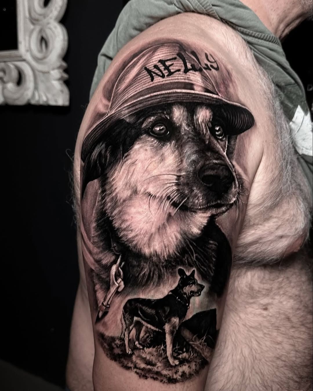 🐶 „Who let the dogs out“🐶

COVERUP-did this dogportrait couple weeks ago😎🤙🏼
Welcome on skin Nelly 🐕 
Hope you like it buddies😃🙌🏻

I wish you a super rockin evening!!! Hell yeah😎🤘🏻🍀🚀☮️

CheyenneSolnovaUnlimited3.5, Intenze @bobtyrrell Set, 3liner0,25/5+7liner0,30-3rs0,25/5+7+9rs0,30-7se0,30/17se+21se0,25 Cheyennecartriges
Cheyenne Prep&Care during

#cheyenne_tattooequipment #dogoftheday 
#dermalizepro #dermatattoo #design #story #outofthebox #wantplay #intenze #intenzeink #benebader 
#funkeyewear #turbo #sullen #rise
#portrait #blackandwhite #dogportrait #wantplay #benebader