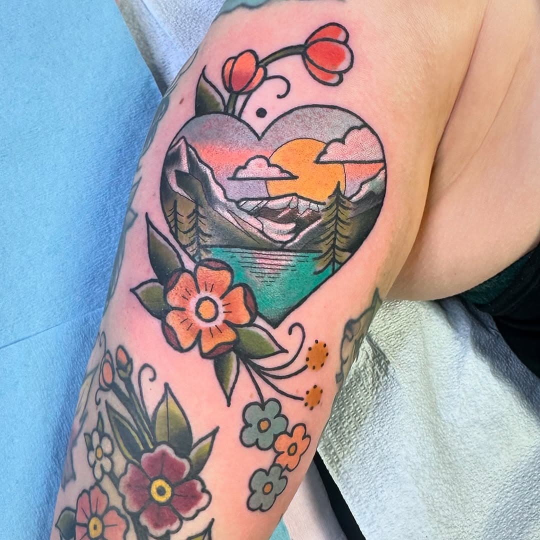 Thanks so much to Brittany for getting cool shits! Did this little Lake Louis tattoo the other day! 🏔️ #lakelouise #lakelouiscanada Done at @atomictattooandpiercing 💜😙