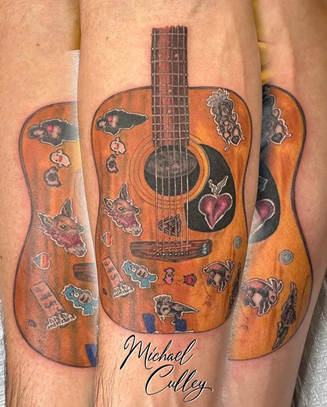 It’s a walk-in Wednesday!  Come in out of the cold, and get a tattoo!  Here’s a little memorial, guitar @mikeculley76 did a while back. 
Walk-ins welcome, or to schedule with me: 
Come down to @cheyennemountaintattoo ,
313 N. Tejon St. Suite 1. Upstairs.
In person conversations, and old fashioned phone calls are my preferred method of communication. *DO NOT  DM PLEASE.*
☎️(719)493-8198 👈🏼call this number. No text.
email references to: tattoomike76@hotmail.com
Come see me during my business hours:
Tuesday 12- 5:30 & Wednesday through Saturday, 12 to 7pm.

#mikeatcheyennemountaintattoo #cheyennemountaintattoocompany #cheyennemountaintattoo #tattoo #tattoos #719tattoo #719tattoos #coloradospringstattoo #coloradospringstattoos #coloradosprings #coloradotattoo #coloradotattoos #guitar #guitartattoo  #memorial #memorialtattoo #walkin