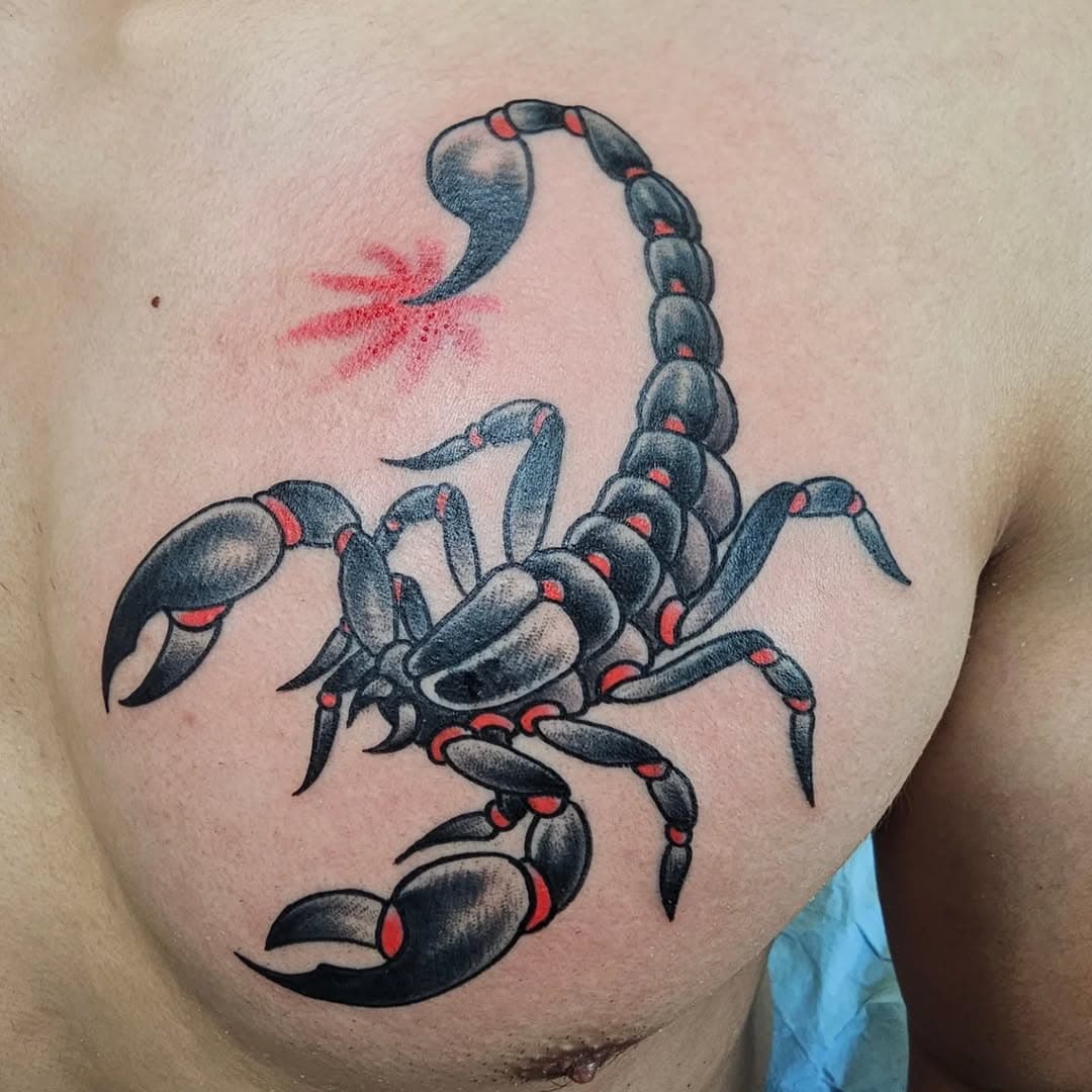 Wicked trad scorpion for Lucien 🦂

#actiontattoo #tattoo #anaheimhills #anaheim #orangecounty #traditionaltattoo #scorpiontattoo #scorpion #orangecounty