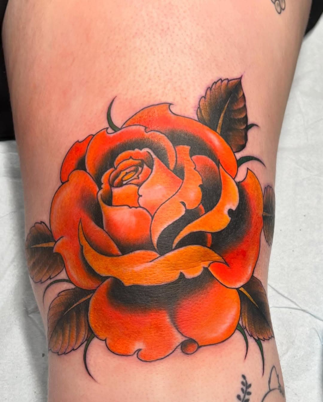 Freehand rose by @fatchrisadams 
#chrisadamstatoo
#seattletattooartist 
#seattletattoo
#freehandtattoo 
#fistfullofmetaltattoo