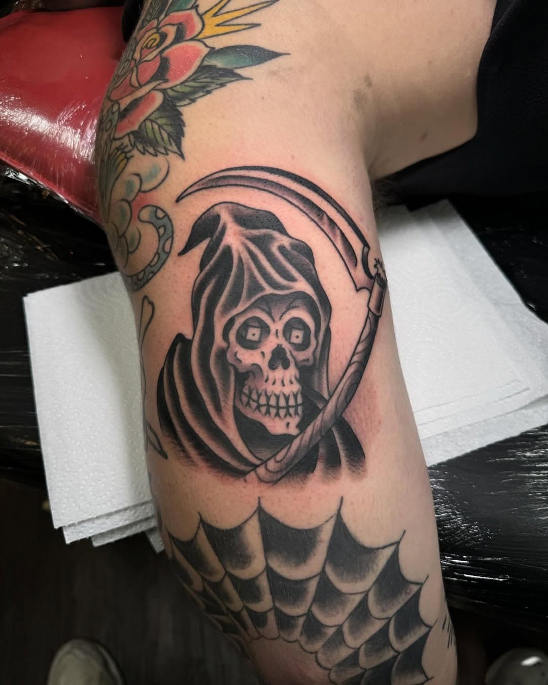 Reaper space filler off of the big sheet. Tattooed by @dickie_williams