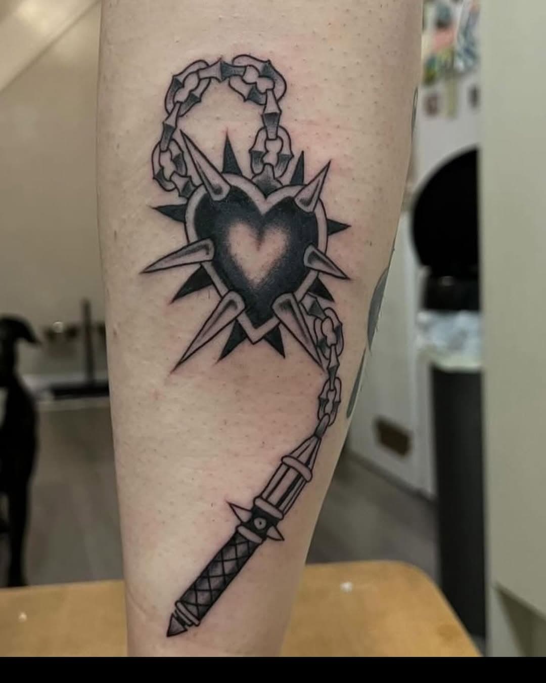 #tattoo#tradionaltattoo#mace#heartmace