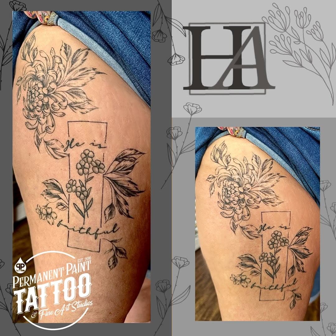 When this customer came to us with a tattoo that didn’t quite fit her vision, Holly stepped in and worked her magic! The original piece had more of a traditional style, but she wanted something contemporary, flowing, and artistic to complement her body—and Holly absolutely delivered. The addition of the chrysanthemum and elegant design elements transformed the piece into the light and modern look she was dreaming of.

We love helping bring our clients’ unique visions to life. Ready for a tattoo glow-up or something completely new? Let’s chat!

#TattooTransformation #ChrysanthemumTattoo #CustomInk #TattooArt #BowlingGreenKY #PermanentPaintTattoo #KYInk #HollyTheArtist #WKU #WesternKentuckyUniversity #TattooFam #SupportLocalInk #InkedUp