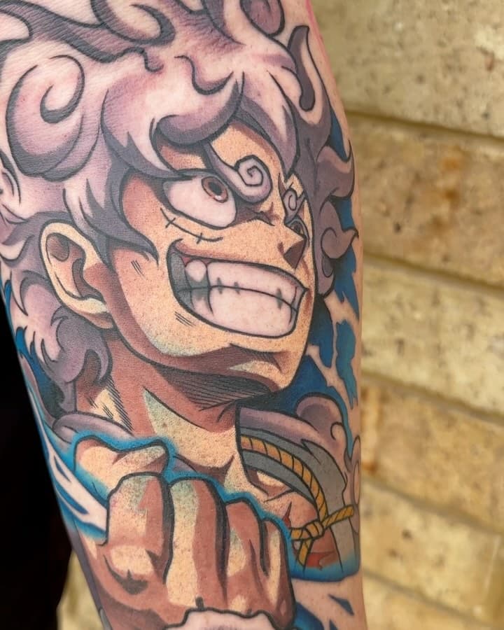 Gear 5 luffy from one piece 
-
-
-
-
#onepiece #onepiecetattoo #animetattoo #perthtattoo #animetattooartist #animetattoos #onepieceanime #onepiecemanga #onepiecetattoos #japantattoo #australiatattoo #armtattoo