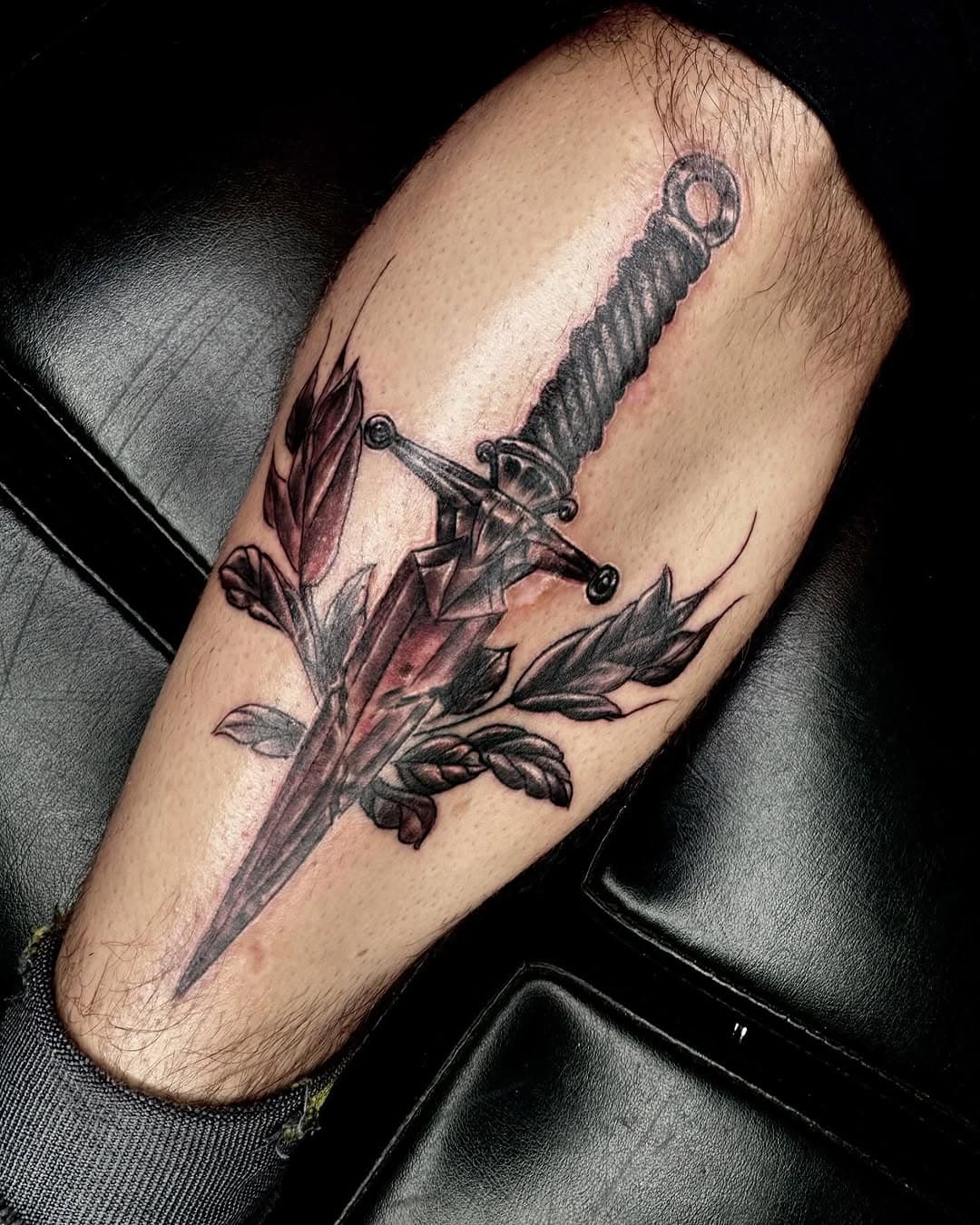 Got to make a cool dagger on a military brother the other day!! Thanks for looking! Daily Grind:  #dregarcia #stateofarttattoo #tucson #az #tattoo #tattoos #tattooed #tatuaje #Tatuajes #fusionink #inkeeze #hushtattooproducts #hivecaps #SOATAT2 #dynamicblack #fkirons #daggertattoo #blackandgreytattoo