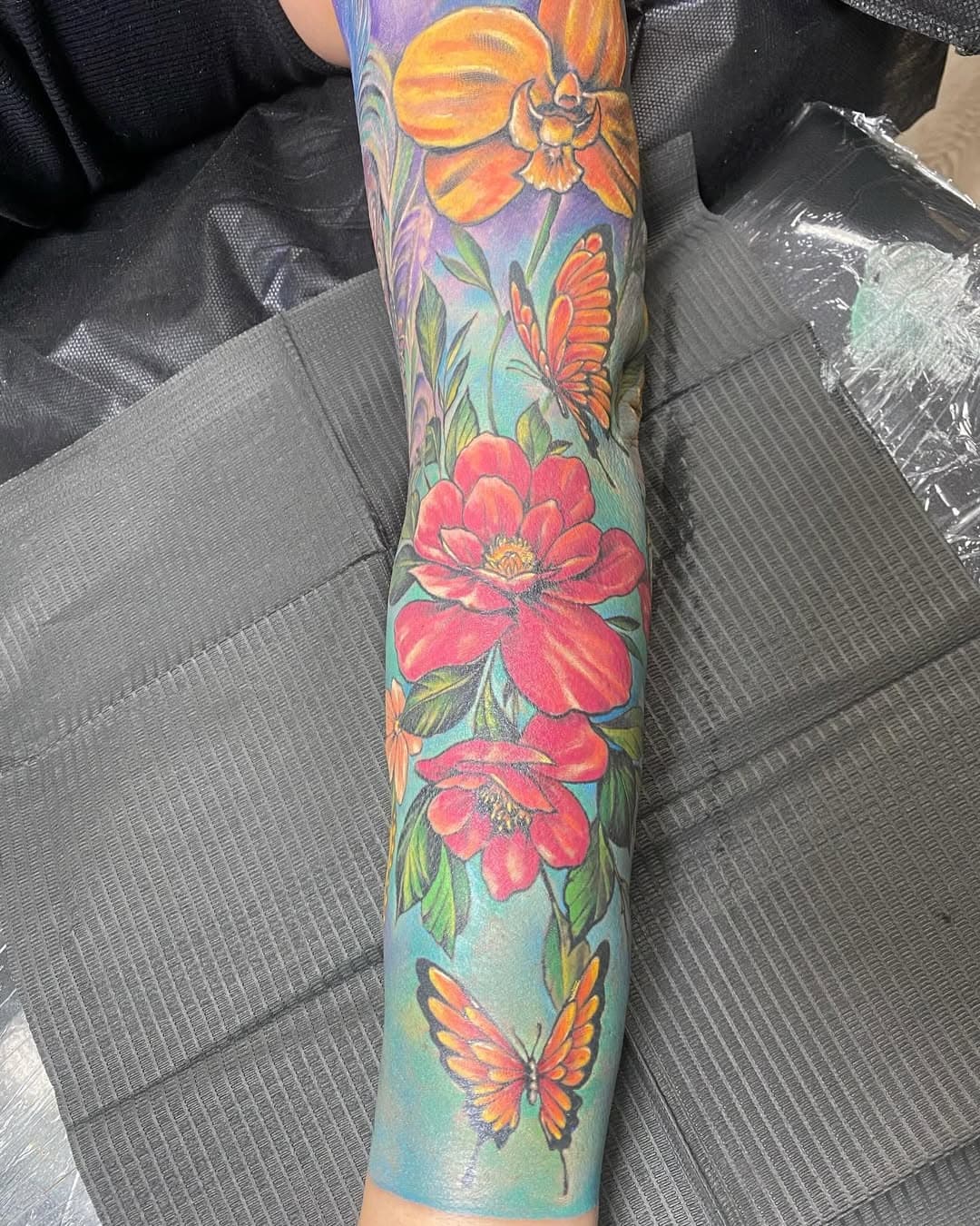 Mintconditiontattoo #floralsleeve #color #tattoo