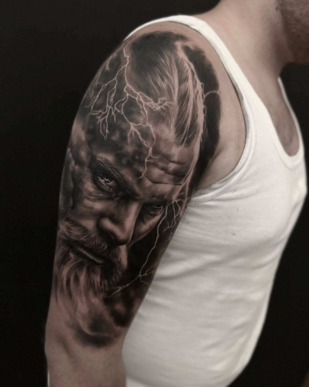 Viking - done with @kwadron Needles #kwadron #kwadronneedles #kwadroncartridges #vikingtattoo #viking #valhalla #valkyrie #shaman #northern #northerngods #vikings #vikingstattoo  #sleevetattoo #blackandgrey  #blackandgreytattoo #realism #realistic #realismtattoo #realistictattoo #tattoo #tattooed #ink #inked #portrait #portraittattoo #hütmôlar #danielbensmann #huetmolar