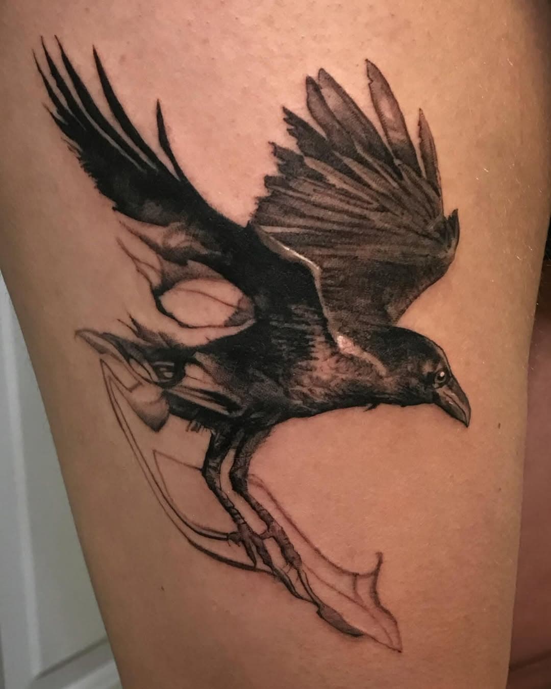 Fun lil raven! First one to go from my recent animal designs. Checkout the other ones I still have available and shoot me an email or dm if you’re interested in getting one. If there’s a specific animal you’d like to get but don’t see it in my designs let me know and I can cook one up for you!
. 
Booking- danekarlson@gmail.com or DM
.
.
.
#raven #tattoo #bird #raventattoo #birdtattoo #blackandgreytattoo #blackandgrey #tattoos #surrealism #realism #denver #colorado #denvertattoo #denvertattooartist #coloradotattoo #coloradotattooartist #realismtattoo #animaltattoo