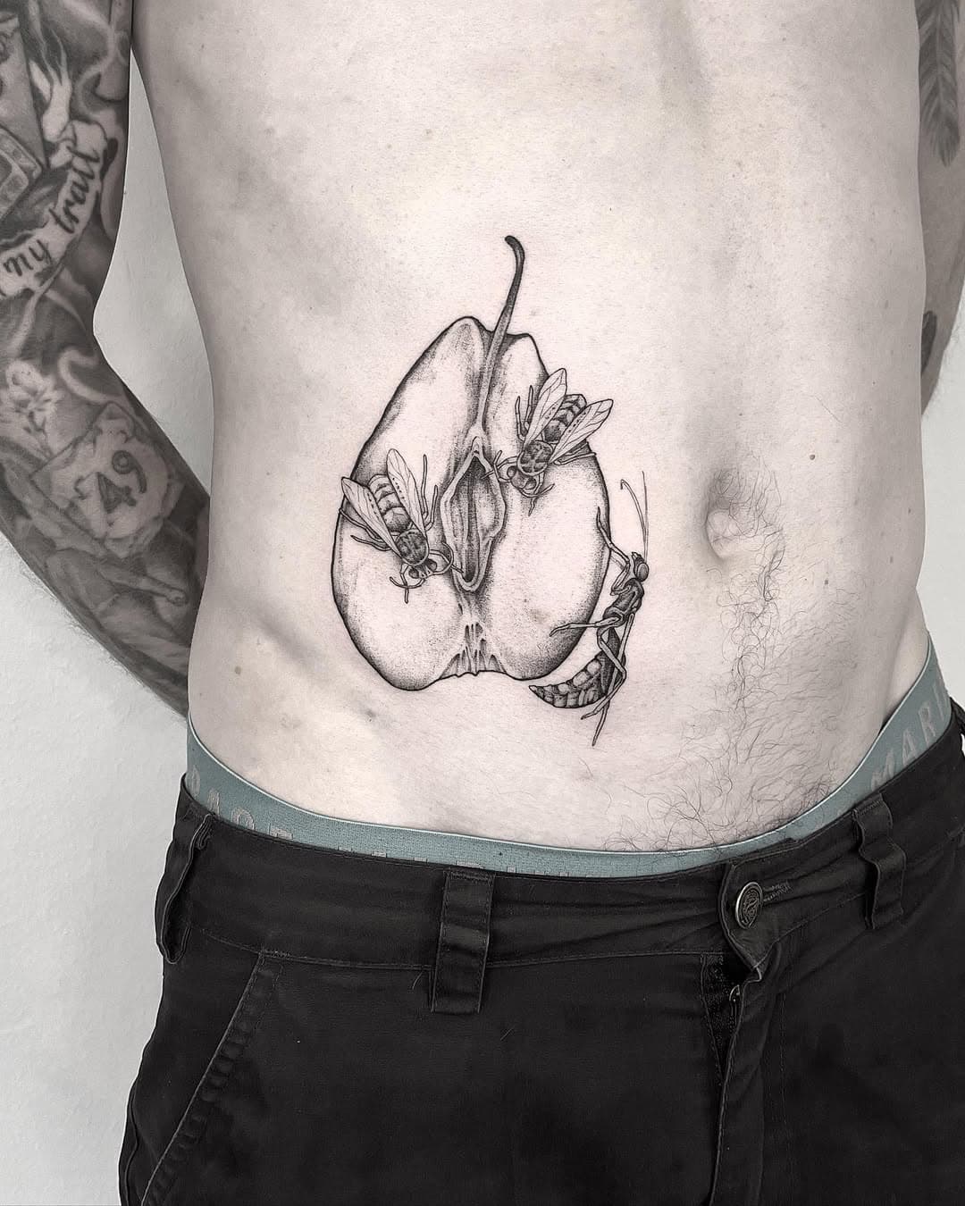 The #fruit of one’s #loins #wasp #life #wearesatanspeople #the #pear #of #my #eyes #tattoo #tattoos #tatt #tatuering #blackwork #blackworkers #blacktattoo #ttt #tttism #onlyblackart #onlythedarkest #taot #tatuagem #snakepit #snakepittattoo