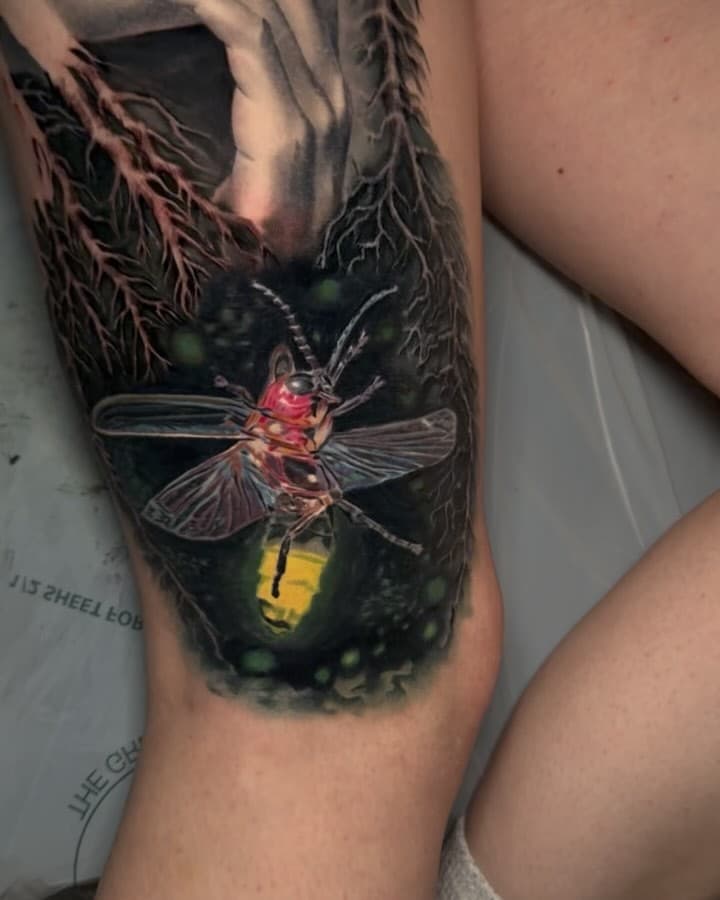 Lil firefly done, all healed except for the roots on the top left. Made using @empireinks 
@devotiontattoomke 
@ghostlighttattooparlor