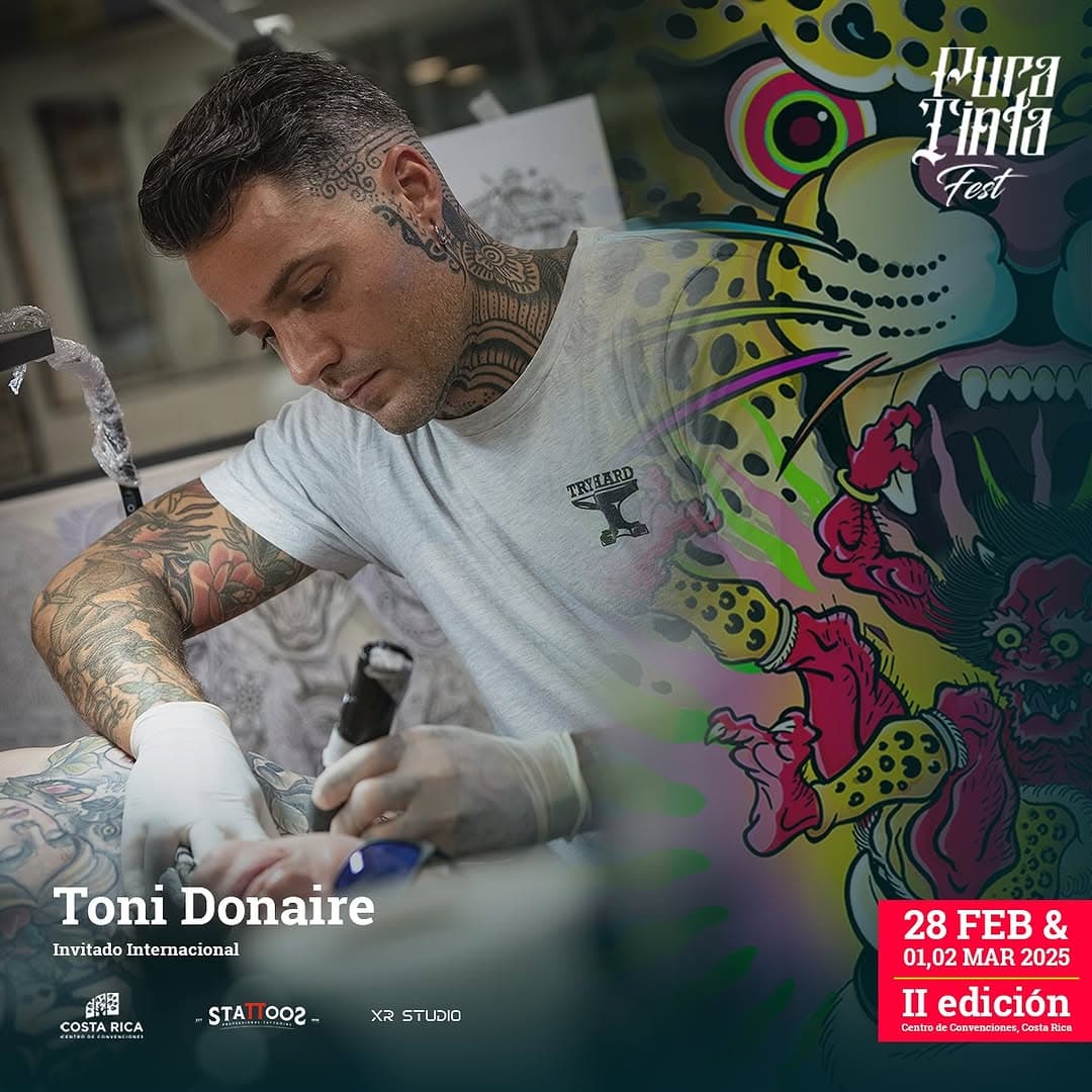 ¡Toni Donaire en Pura Tinta Fest 2025!

Nos enorgullece anunciar la participación de @tdonaire, una auténtica leyenda del tatuaje neotradicional. Reconocido por sus diseños audaces y vibrantes, Toni ha dejado una marca imborrable en la industria con un estilo inconfundible que combina a la perfección técnica y creatividad excepcional.

Con más de 15 años de experiencia, su trayectoria no solo lo ha convertido en un referente para clientes de todo el mundo, sino también en una fuente de inspiración para miles de artistas que ven en su trabajo un estándar de excelencia y originalidad. Su capacidad para transformar cada pieza en una obra maestra lo ha posicionado como uno de los grandes nombres del tatuaje internacional.

#PuraTintaFest