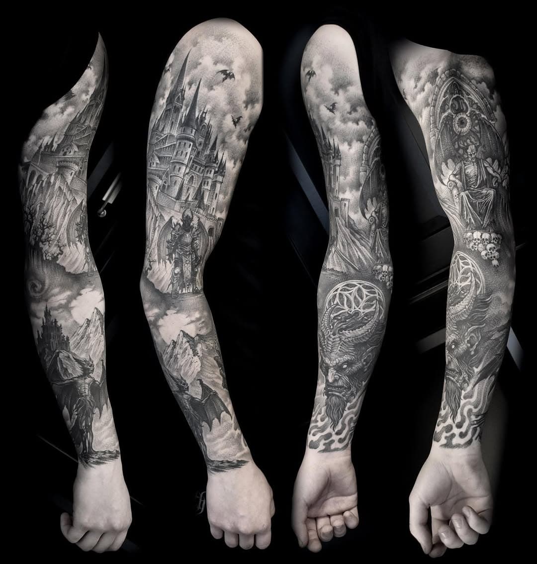 Some healed shots of Karelius’ sleeve. Thanks man. This was wicked fun to do.